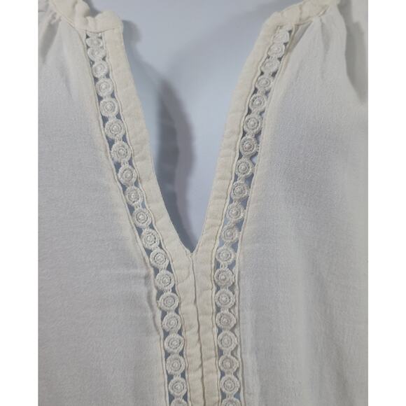 Old Navy White Crochet Lace Front Panel Top XXL Lightweight Soft Drop Shoulder - Picture 6 of 6